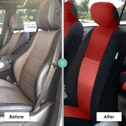 FH Group Front Set 3D Air Mesh Car Seat Covers for Low Back Car Seats with Removable Headrest, Universal Fit, Airbag Compatible Seat Cover for SUV, Sedan Red