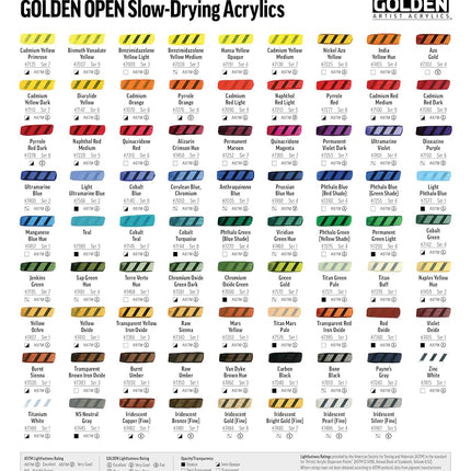 Golden Artist Colors Slow Drying Open Acrylic 6 Color Introduction Set