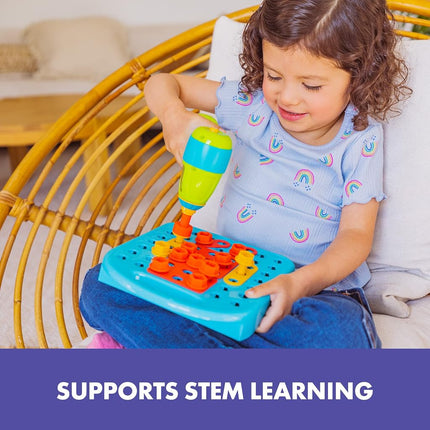 Educational Insights Design & Drill Shapes Workshop, 73 Pieces with Electric Toy Drill, STEM Toy, Kids Ages 3+