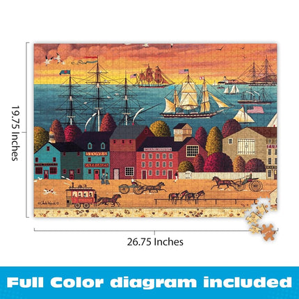 Buffalo Games - Charles Wysocki - Hoopla at The Harbor - 1000 Piece Jigsaw Puzzle for Adults Challenging Puzzle Perfect for Game Nights - Finished Puzzle Size is 26.75 x 19.75