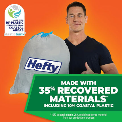Hefty Ultra Strong Tall Kitchen Trash Bags, 35% Recovered Materials, Seaside Breeze, 13 Gallon, 80 Count