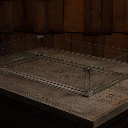 Fire Sense Fire Pit Wind Guard | Rectangle | Clear Glass | 32.5” L x 17.75” W x 6.25” H | Tempered Glass | For Propane, Gas, Fire Pits and Patio Heaters