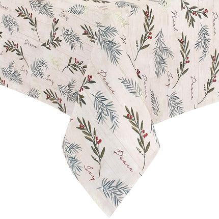 Elrene Home Fashions Holiday Tree Trimmings Wrinkle Resistant Fabric Tablecloth, Christmas, 52"X70", Oblong