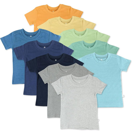 HonestBaby Multipack Short Sleeve T-Shirt Tee 100% Organic Cotton Infant Baby, Toddler, Little Kids Boys, Girls, Unisex, Rainbow Boy, 3-6 Months