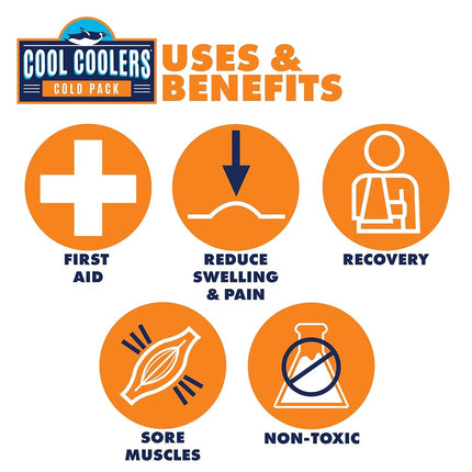 Cool Coolers Flexible Hot & Cold Therapy Gel Pack for Knee, Neck & Shoulders, Larger Ice Pack 14”x 6" and Smaller Ice Pack 6" x 4", Reusable Compress for Sore Muscles, Bruising, and Swelling, 2 Pack