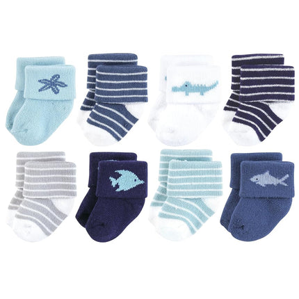 Hudson Baby Unisex Baby Cotton Rich Newborn and Terry Socks, Ocean Friends, 6-12 Months, Ocean Friends, 6-12 Months