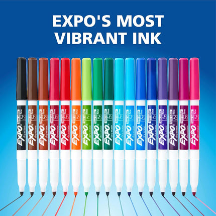 EXPO Dry Erase Marker Kit with 12 Fine & Chisel Tip Markers, Eraser & Spray Cleaner, 14-Piece Set