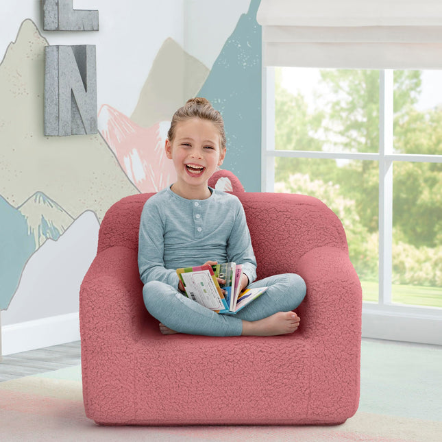 Delta Children Sherpa Solid Colour Cozee Chair Sherpa Rose