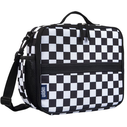 Wildkin Kids ECO rPET Insulated Lunch Box – Keeps Food Hot or Cold, Easy-Clean Lining, Mesh Pockets & BPA-Free – Boys & Girls, Ideal for School, Travel & Daycare – Black and White Checkered