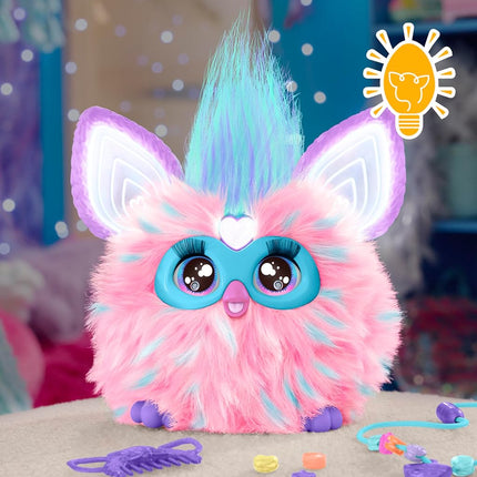 Furby Cotton Candy Pink & Blue Interactive Plush Toy, 15 cm