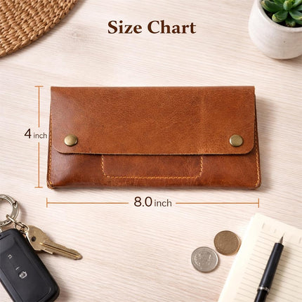 TheAntiq Leather Currency Pouch Wallet, Full Grain Money Organizer with Zipper Coin Pocket & Mobile Holder, Slim Travel Cash Envelope for Men & Women – Tan 8x4