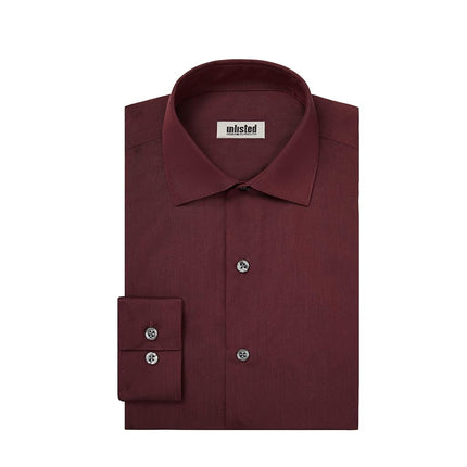 Kenneth Cole Unlisted by Men's Unlisted Dress Shirt Solid, Burgundy, 16"-16.5" Neck 34"-35" Sleeve