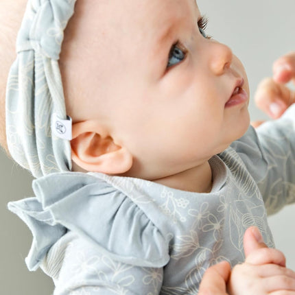 HonestBaby unisex-baby Bubble Romper and Headband Set 100% Organic Cotton for Infant Baby and Toddler Boys, Girls, Unisex, 2-pack Sketchy Floral Gray, 18 Months