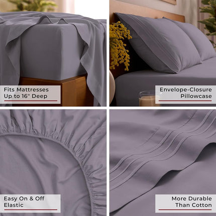 Mellanni Iconic 4-Piece, Ultra Soft Sheet Set (Full, Hazy Lilac)