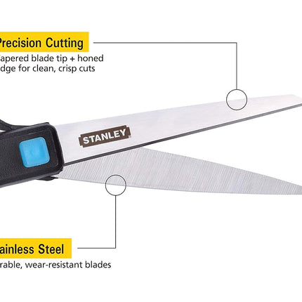 Stanley 8 Inch All-Purpose Ergonomic Scissor (SCI8EST-TEAL), Teal/Black