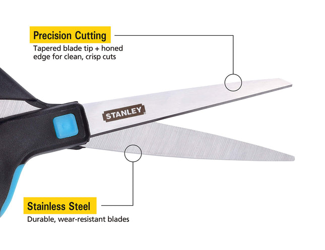 Tijeras ergonómicas multiusos de 8 pulgadas Stanley (SCI8EST-TEAL), verde azulado/negro