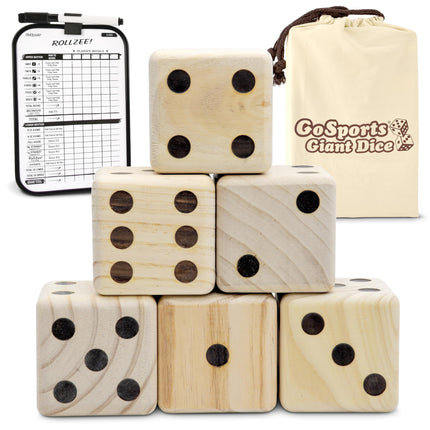 GoSports Giant 3.5 Inch Wooden Playing Dice Set wi