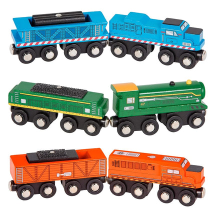 Battat Classic Trains Wooden Train Cars, Magnetic 