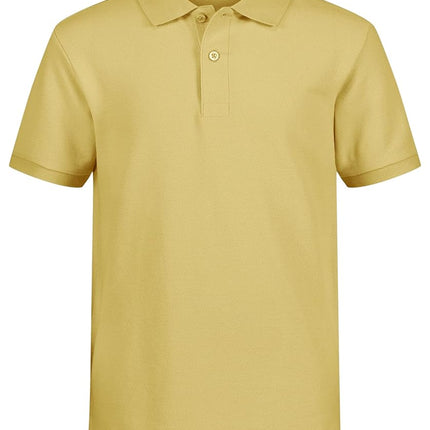 Nautica Boys' School Uniform Short Sleeve Polo Shirt, Button Closure, Comfortable & Soft Pique Fabric, Light Yellow, 7