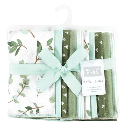 Bavoirs en flanelle de coton unisexe Hudson Baby, motif eucalyptus, lot de 10, taille unique