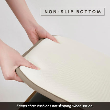 Elegant Comfort 4 Pack Chair Cushion Covers - Skid-Proof Rubber Backing - 16 x 16 Inch - Thick Dining Square Shape Seat Covers - Comfortable Textured Chair Pads with Ties - Mosaic Pattern, Taupe