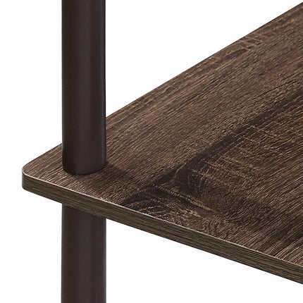 Furinno TURN-N-TUBE Storage Shelves, 3-Tier Book Shelf, Corner Shelf, Toolless Open Shelves, for Organization and Storage, Living Room, Garage, Home Office, Walnut