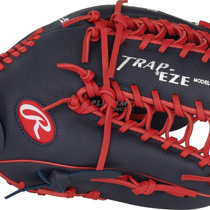 Rawlings Boys Select Lite Youth Baseball Glove | Pro Player Models | Sizes 10.5" - 12.25" | Multiple Styles Series, Mike Trout | Trap-Eze Web - Navy/Scarlet, 12.25" | Outfield