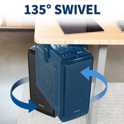 VIVO Adjustable Under Desk and Wall PC Mount, Computer Case Holder with Swivel Action and Secure Locking, Black, MOUNT-PC01