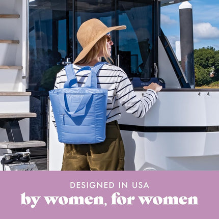 Fit & Fresh insulated cooler bag, leak-proof waterproof beach cooler backpack for women,18 cans soft insulated cooler bag for travel, lunch bag for women, beach bag and travel bag, cornflower
