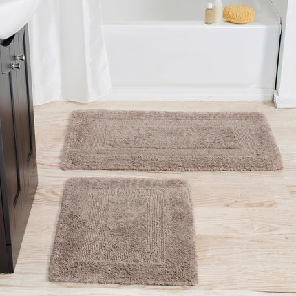 Bedford Home 100% Cotton 2 Piece Reversible Rug Set - Taupe