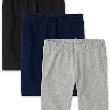 Shorts cyclistes trois pièces à mélanger et assortir The Children's Place pour filles, noir/gris chiné/bleu-vert, lot de 3, très petit
