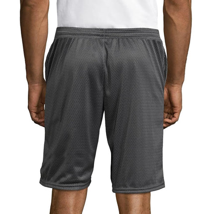 Hanes Sport Men's Mesh Pocket Shorts, Men’s Performance Gear Shorts, Men’s Athletic Shorts, 9" Inseam, Railroad Gray, XX-Large