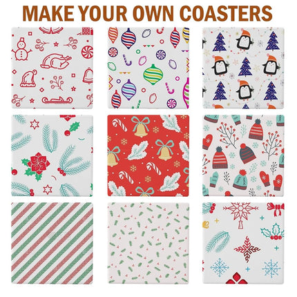COYMOS 60 Pcs Ceramic Tiles for Crafts White Ceramic Coasters for Crafts Blank Unglazed Ceramic Tiles 4x4 for Painting, Alcohol Ink, Acrylic Pouring, DIY Coaster, Cork Backing Pads Included