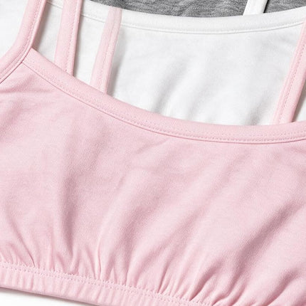 Fruit of the Loom Big Girls' Cotton Spaghetti Strap Sport 3 Pack, White/Bittersweet Pink/Grey Heather, 32(Pack of 3)