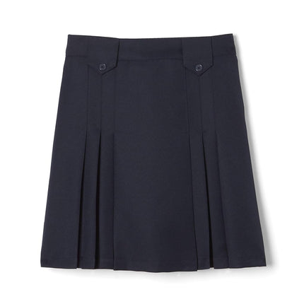 French Toast Girls' Above The Knee Front Pleated Skirt with Tabs, Navy, 7