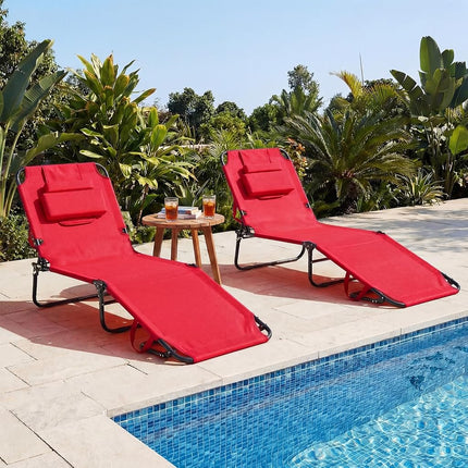 GYMAX Tanning Chair, 330lbs Beach Lounge Chair with Face Hole