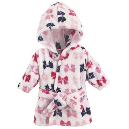 Hudson Baby Soft Plush Bathrobe, Bows, 0-9 Months