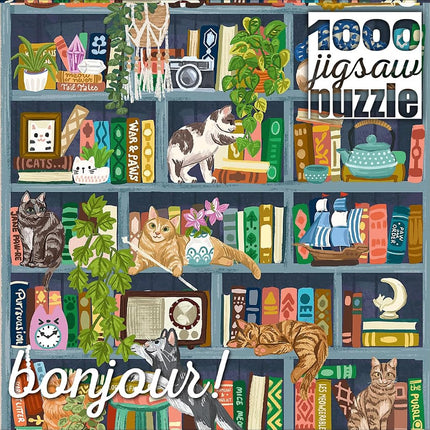 Buffalo Games - Bonjour - Olivia Gibbs - Cats at Home Library - 1000 Piece Jigsaw Puzzle for Adults - Challenging Puzzle Perfect for Game Nights