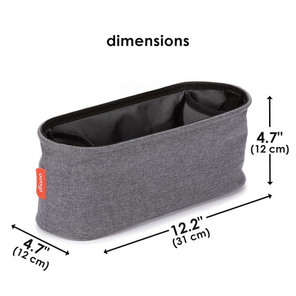 Diono Buggy Buddy Universal Stroller Organizer with Cup Holders, Secure Attachment, Zippered Pockets, Safe & Secure, Gray