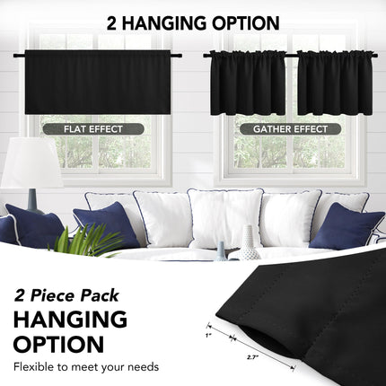 Deconovo Black Rod Pocket Curtains, Blackout Drapes 63 Inch Length, Thermal Insulated Curtain Panels for Bedroom, 42W x 63L Inch, Black, 2 Panels
