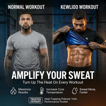 Kewlioo Sauna Shirt for Men - Heat Trapping Sweat Vest, Sauna Suit For Men, Compression Workout Sweat Suit for Gym, Workouts, Black, XL