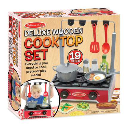 Melissa & Doug 19-Piece Deluxe Wooden Cooktop Set (E-Commerce Packaging)