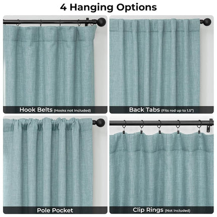 HPD Half Price Drapes Faux Linen Room Darkening Curtains - 96 Inches Long Luxury Linen Curtains for Bedroom & Living Room (1 Panel), 50W X 96L, Sea Thistle