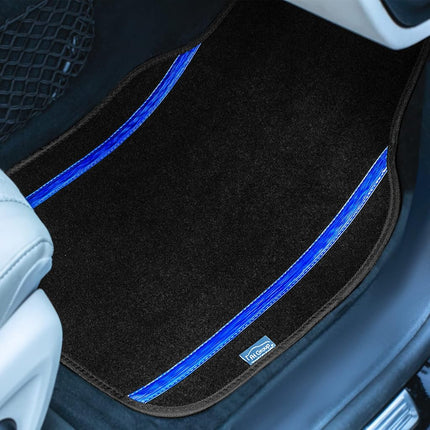 FH Group F14413BLUE Universal Fit Full Set Galaxy13 Metallic Stripe Blue Automotive Floor Mats fits Most Cars, SUVs, Trucks, and Vans