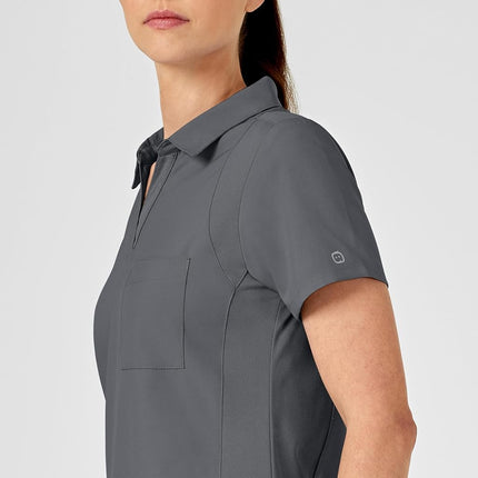 WonderWink Women's Collar Top, Pewter, 3X
