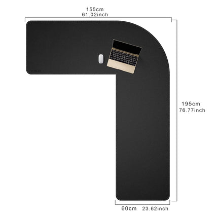 Mydours 61" x 77" x 24" L Shaped Desk Pad (Black), Extra Large Dual-Sided PU Leather Corner Desk Mat Protector for Home Office Computer Gaming
