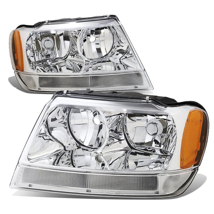 DNA Motoring HL-OH-JGC99-CH-AM Chrome Amber Headli