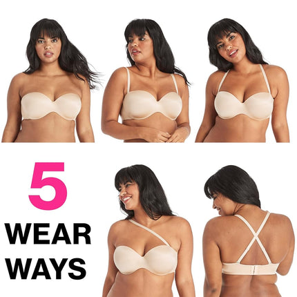 Maidenform Women's DreamWire Multi-Way Underwire Bra, Strapless 6-Way Convertible Bra, Black, 34D
