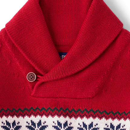 The Children's Place Big Boys' Kid Long Sleeve Sweater, Christmas Fairisle Shawl Neck, Large