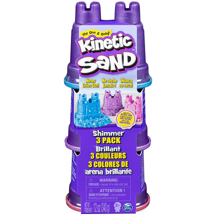 Kinetic Sand, Shimmer Sand 3 Pack with Molds and 1